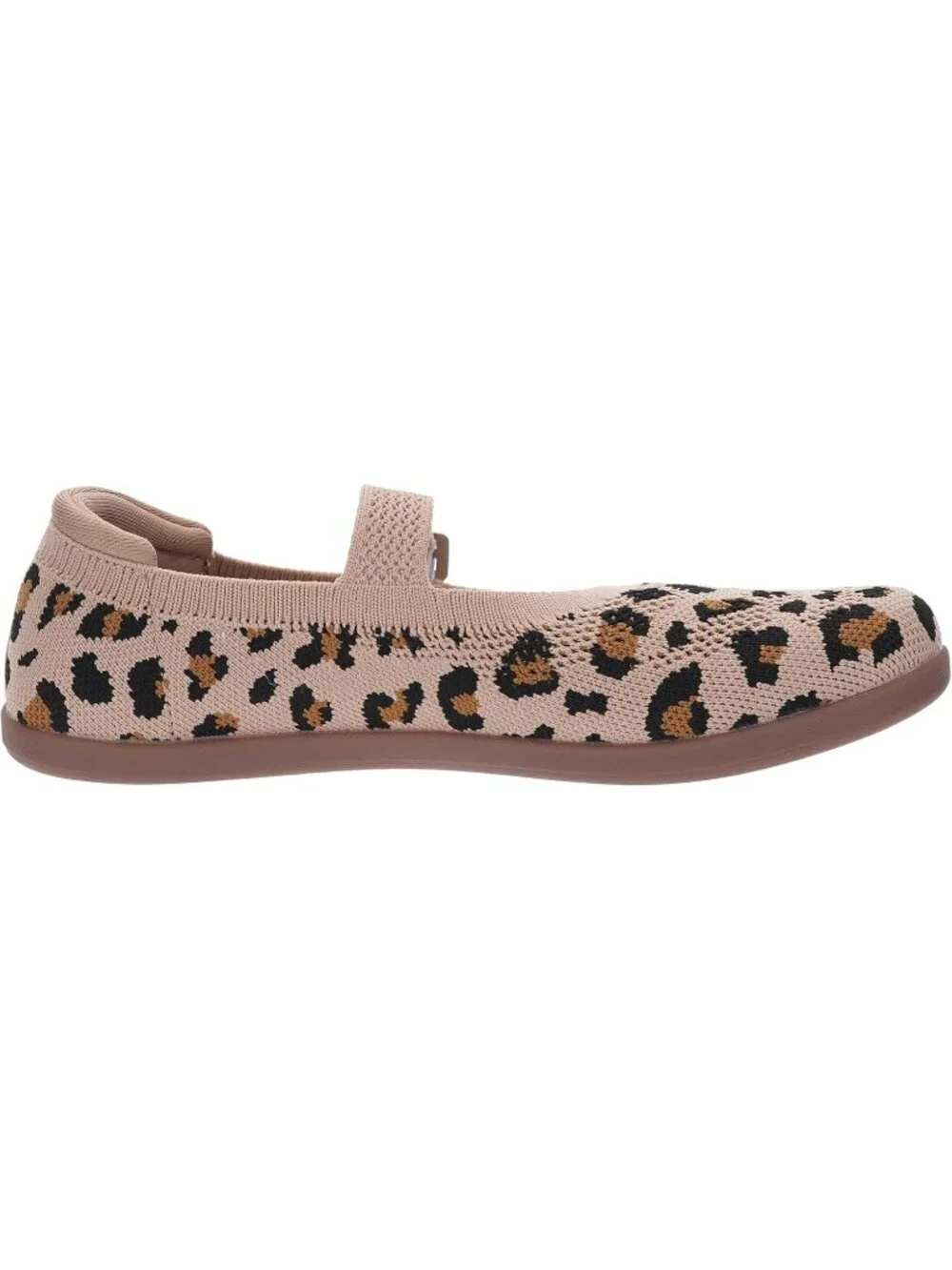 Women's Leopard Barefoot Mary Jane Flats Knit Adjustable Straps Shoes